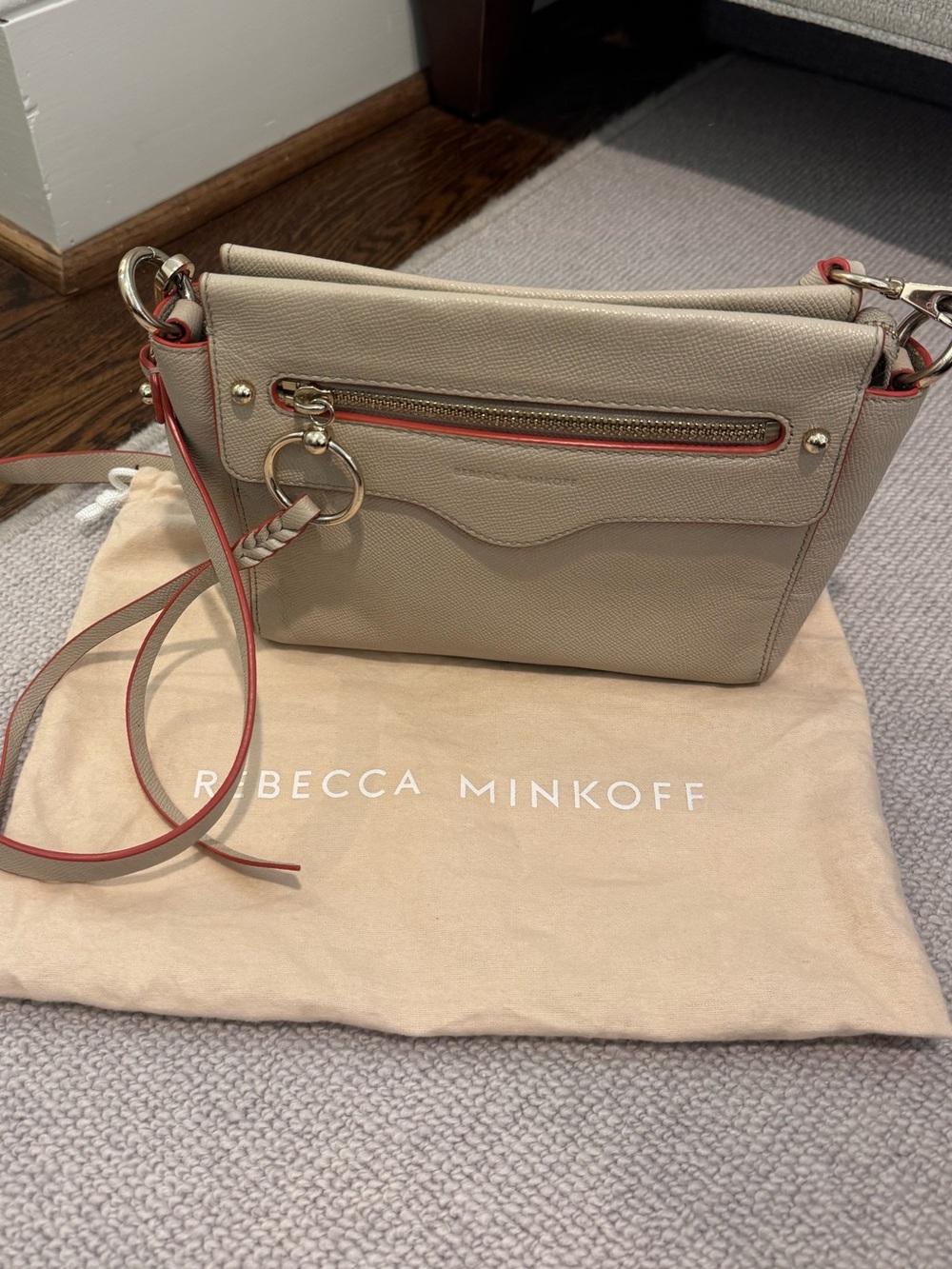 Rebecca Minkoff Beige Crossbody with Pink Trim